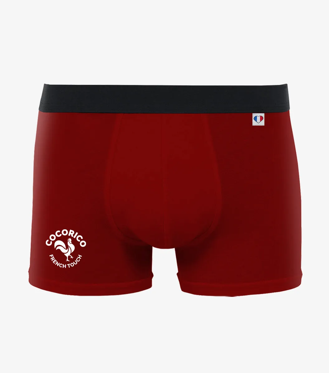 Cocorico Coq Français boxer homme rouge coton