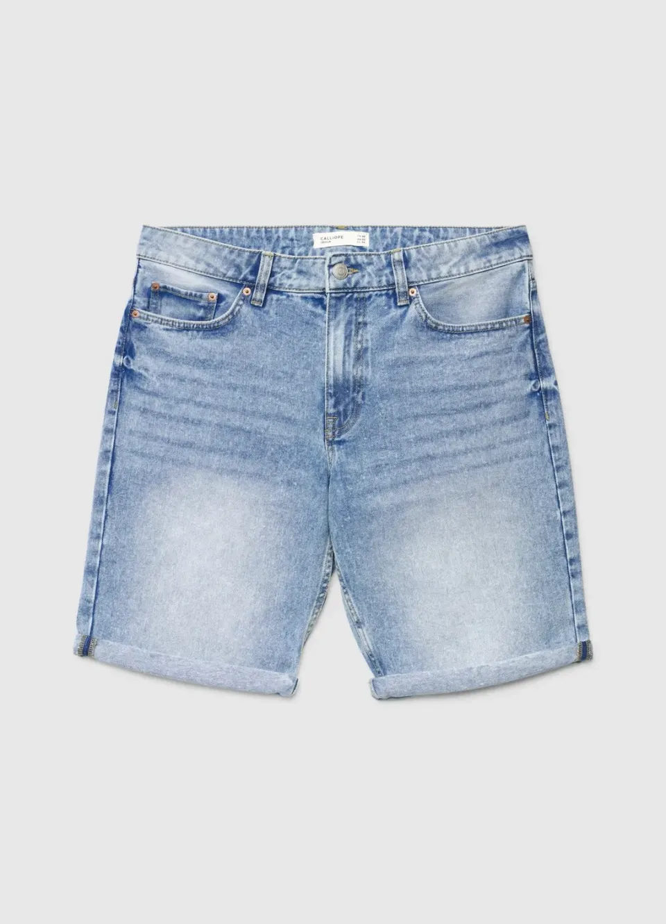 Calliope Bermuda Denim Homme à Revers Délavé