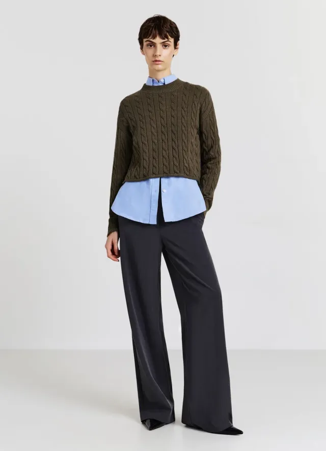 Calliope pull crop torsadé femme manches longues