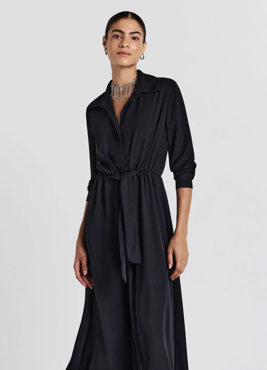 Calliope robe chemise longue coton femme noeud
