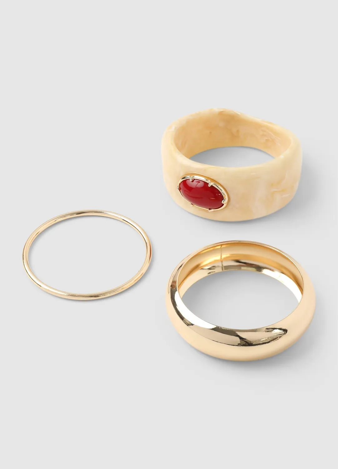 Calliope Lot 3 bracelets rigides femme pierre ovale