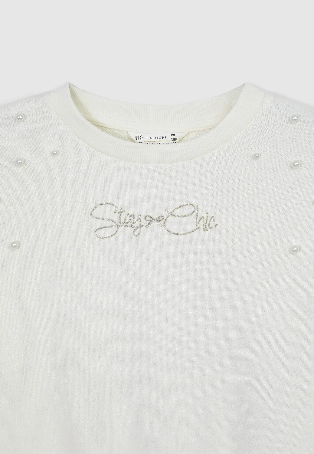 Calliope Sweat Perles Fille Col Rond Coton