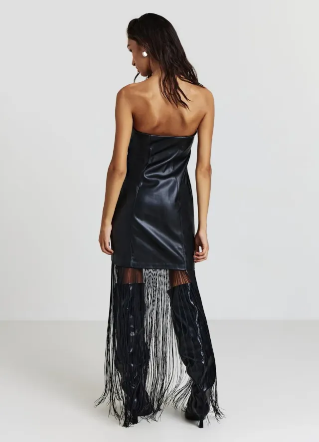 Robe Calliope femme effet cuir franges bustier