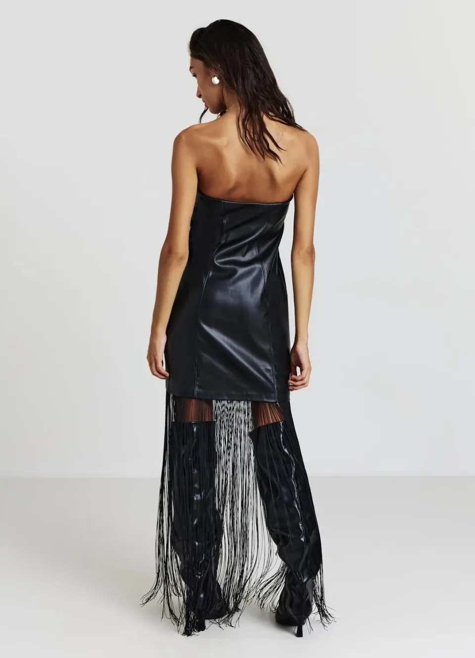 Robe Calliope femme effet cuir franges bustier