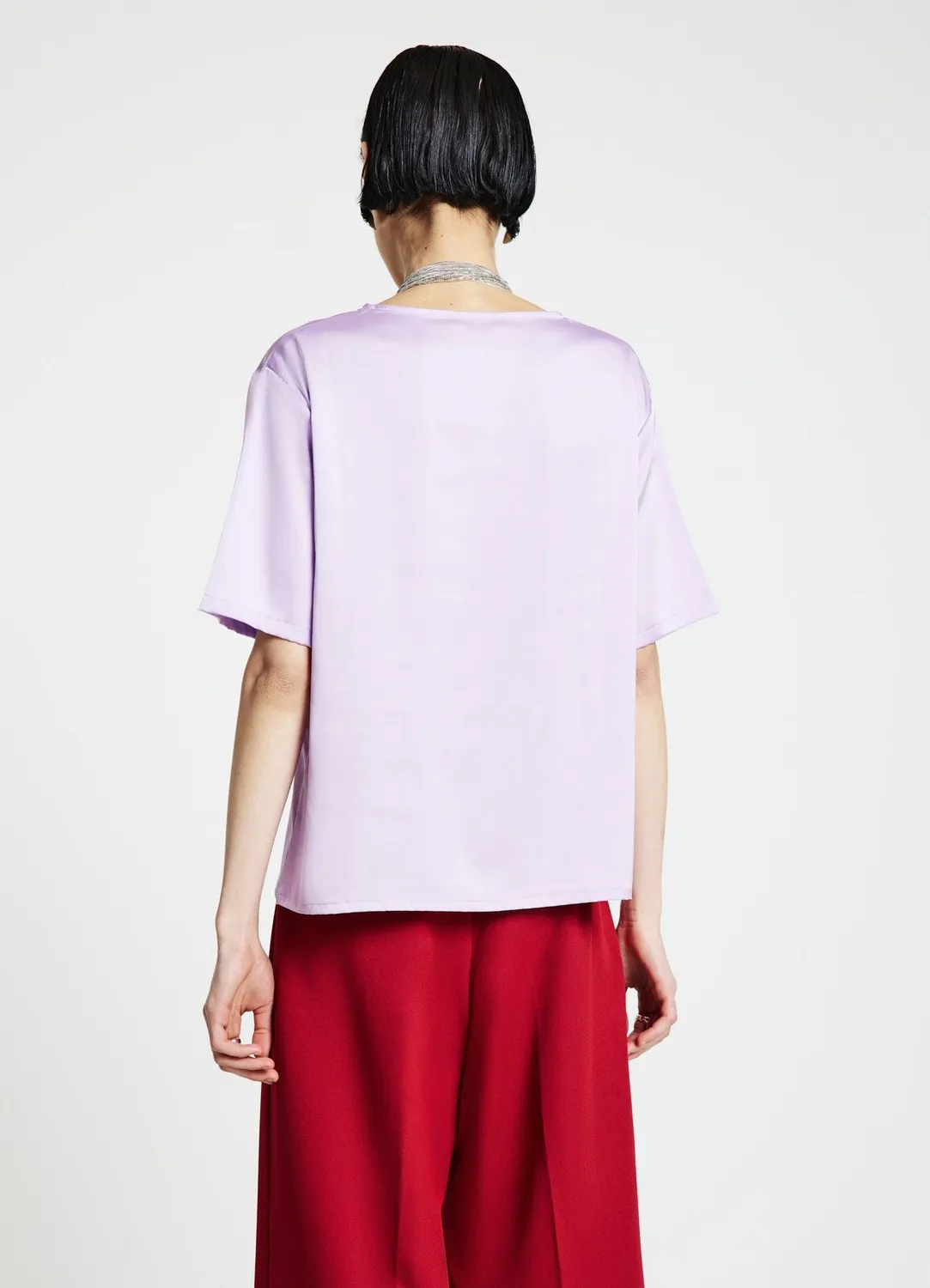 Calliope T-shirt Satiné Femme Col Rond Uni