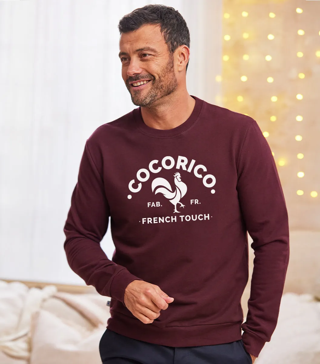 Cocorico Coq Français sweat homme bordeaux coton