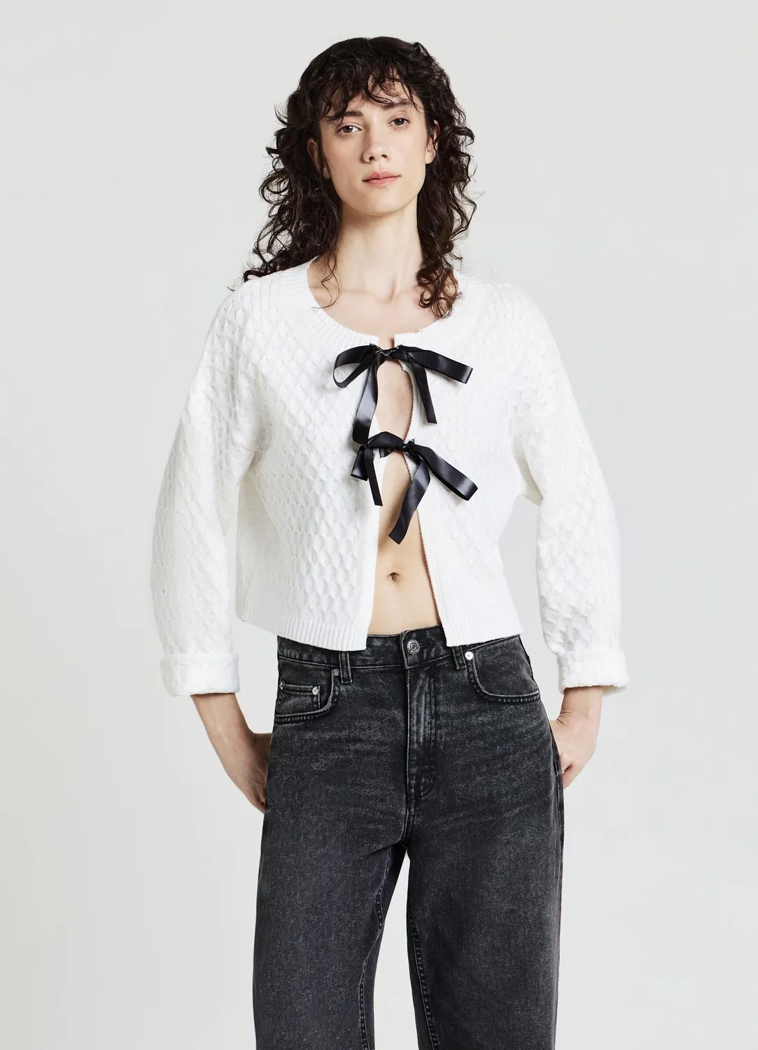 Calliope nœuds cardigan femme col rond manches longues