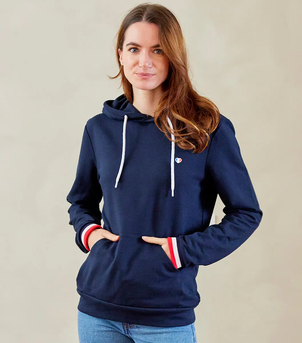 Cocorico Iconique Supporter sweat capuche femme marine coton