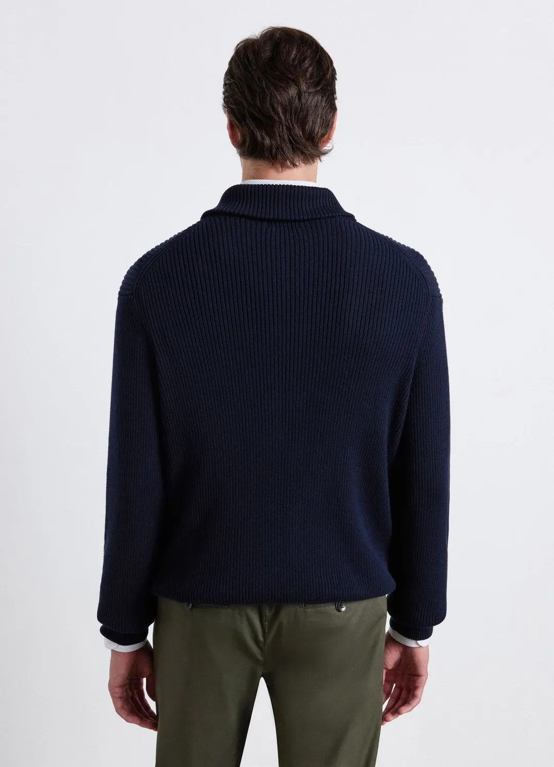 Calliope cardigan zippé homme col montant côtelé