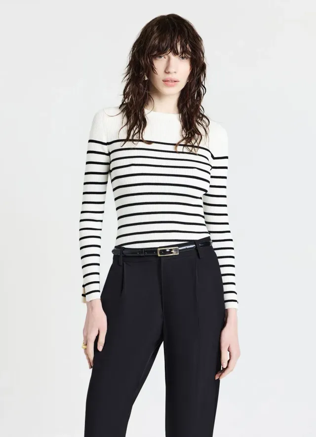 Calliope pull col rond rayé femme manches longues