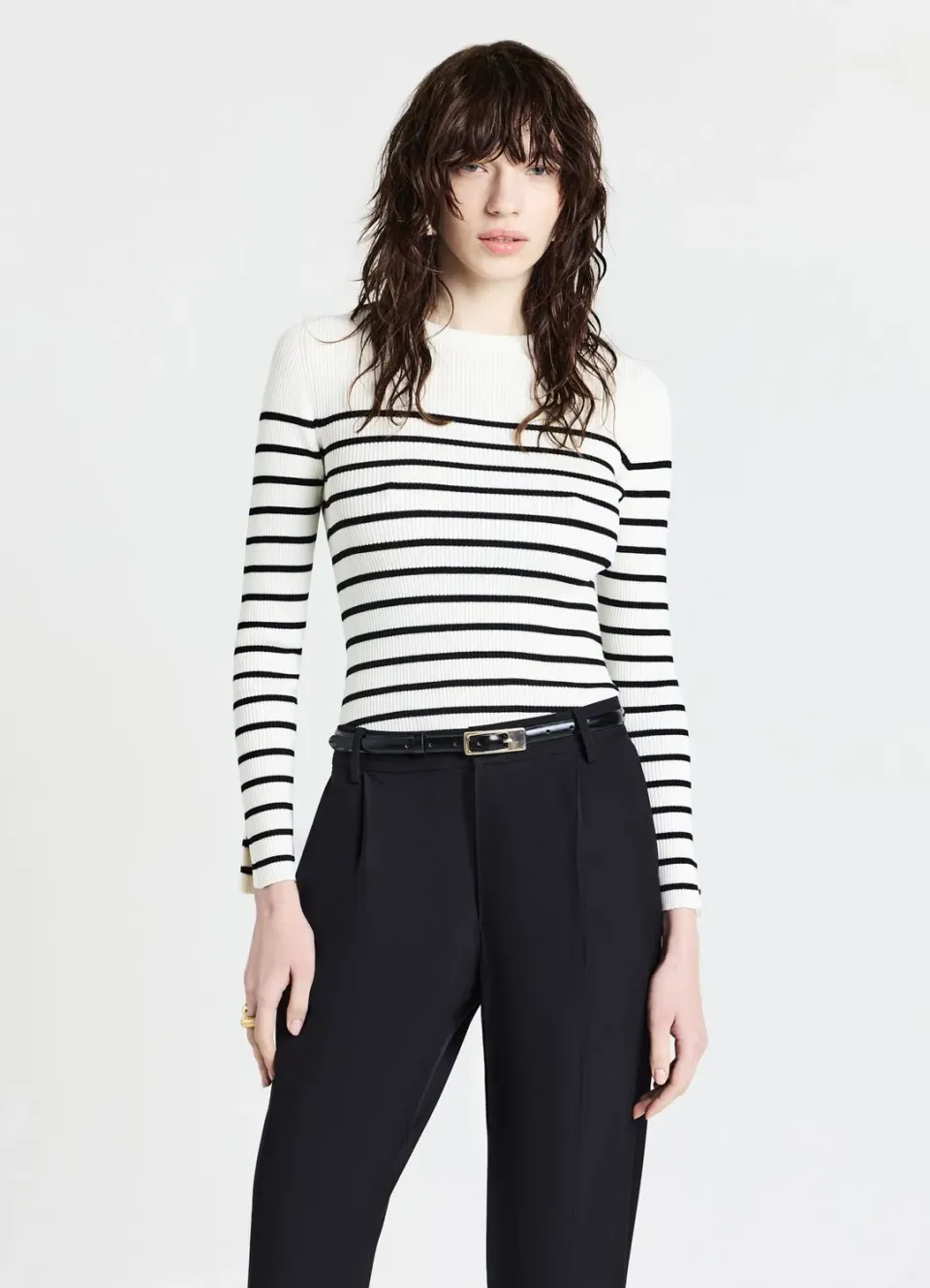 Calliope pull col rond rayé femme manches longues