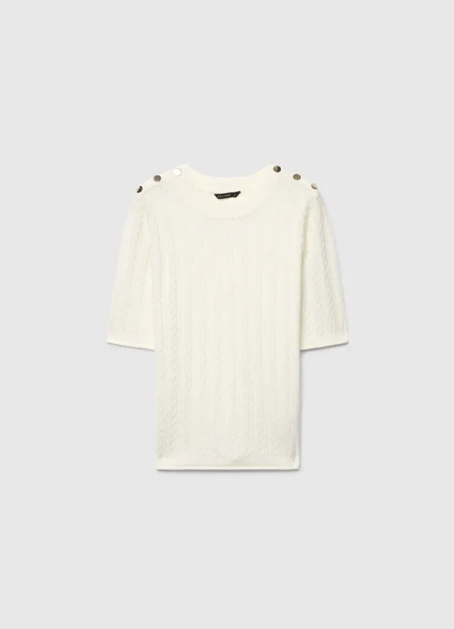 Calliope T-shirt Tresses Boutons Épaules Femme