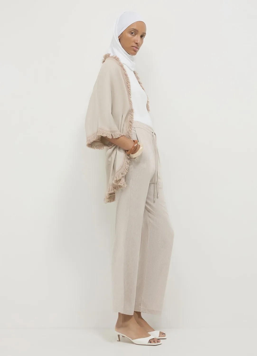 Calliope kimono franges taille unique lin