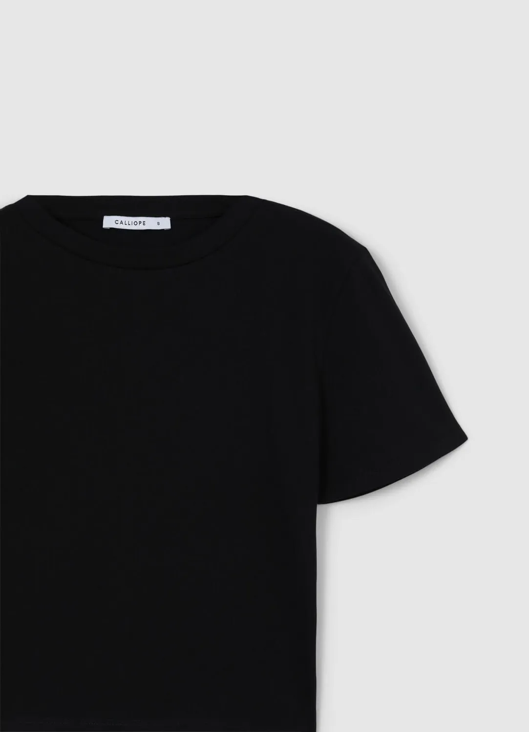 Calliope T-shirt crop coton femme uni col rond