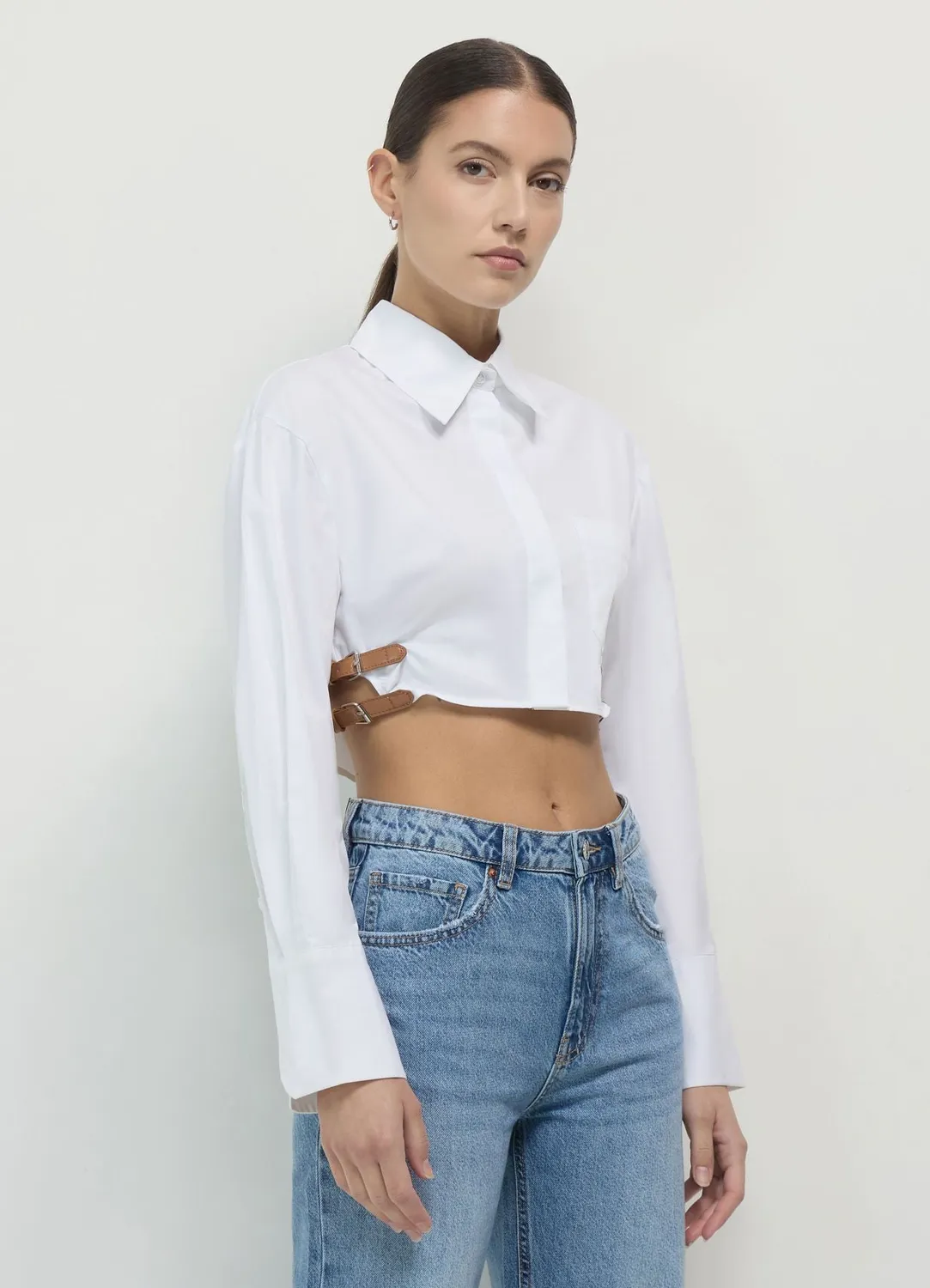 Calliope chemise crop boucles femme manches longues