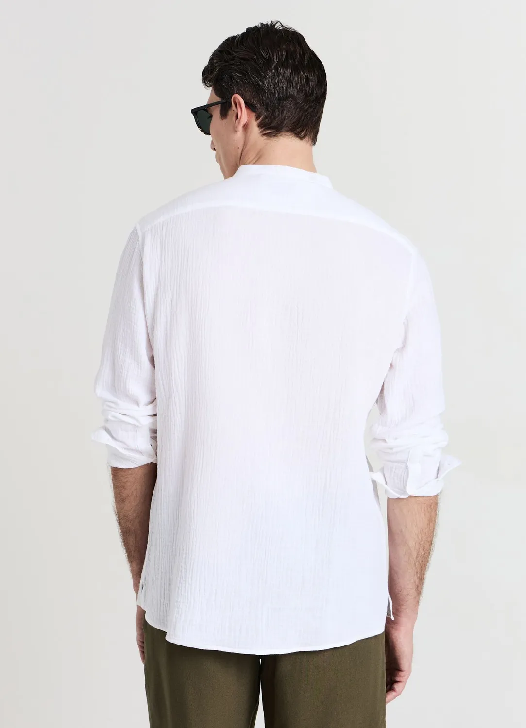 Calliope chemise col coréen coton gaufré homme