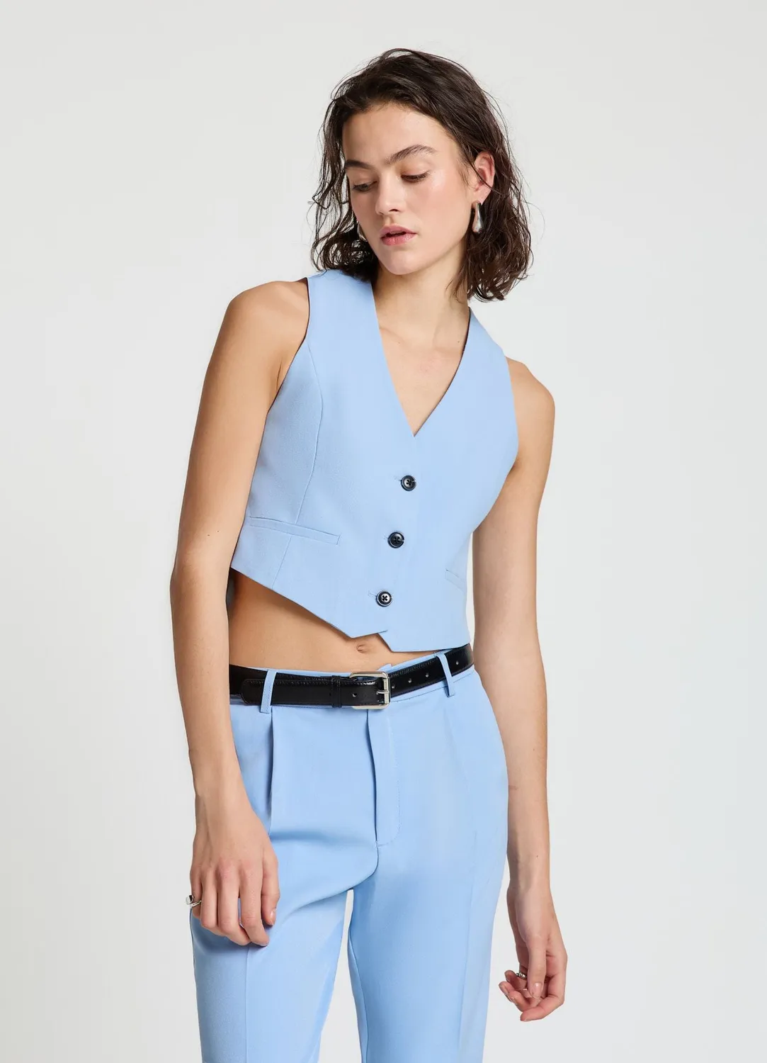 Calliope Gilet court à boutons gilet col V uni