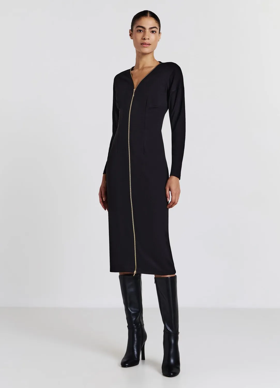 Calliope robe longue zip doré femme unie