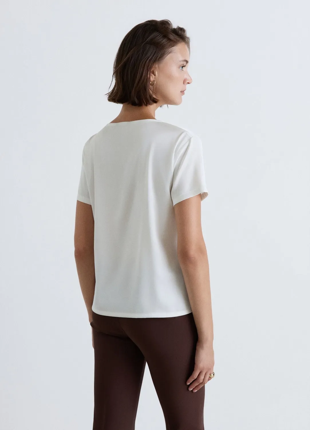 Calliope blouse unie femme col rond manches courtes