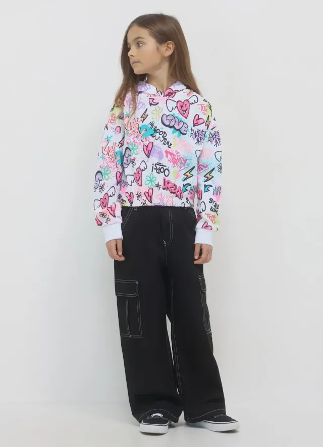 Calliope sweat capuche fille coton graffiti regular
