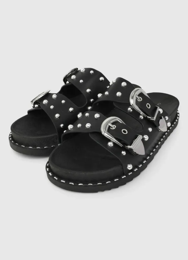 Calliope mules femme double boucle cloutées