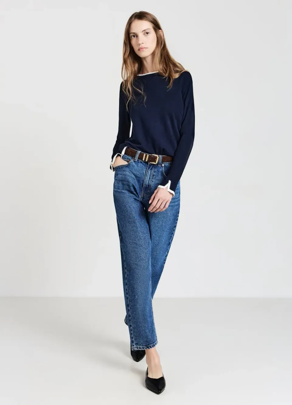 Calliope pull col rond femme profils contraste