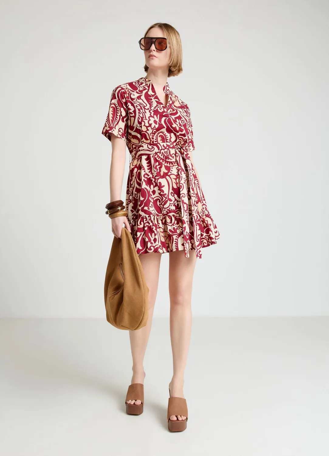 Calliope Atelier robe paisley à volant mini femme