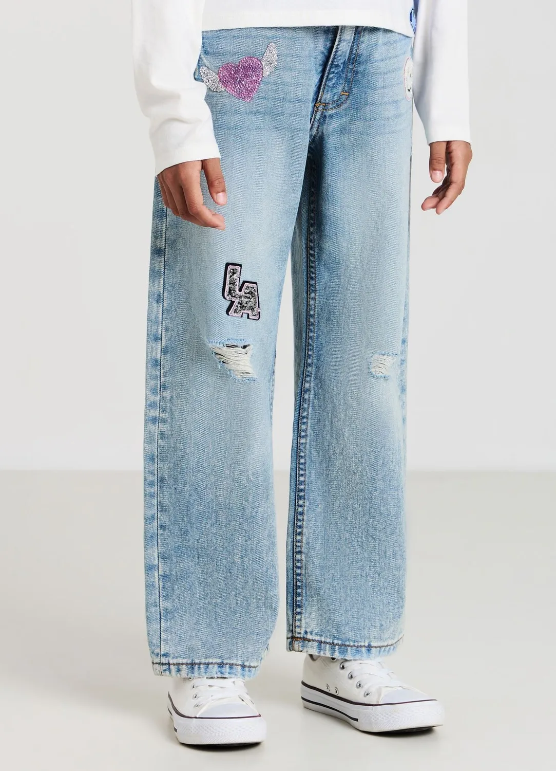 Calliope Jeans wide leg fille strappi enfant