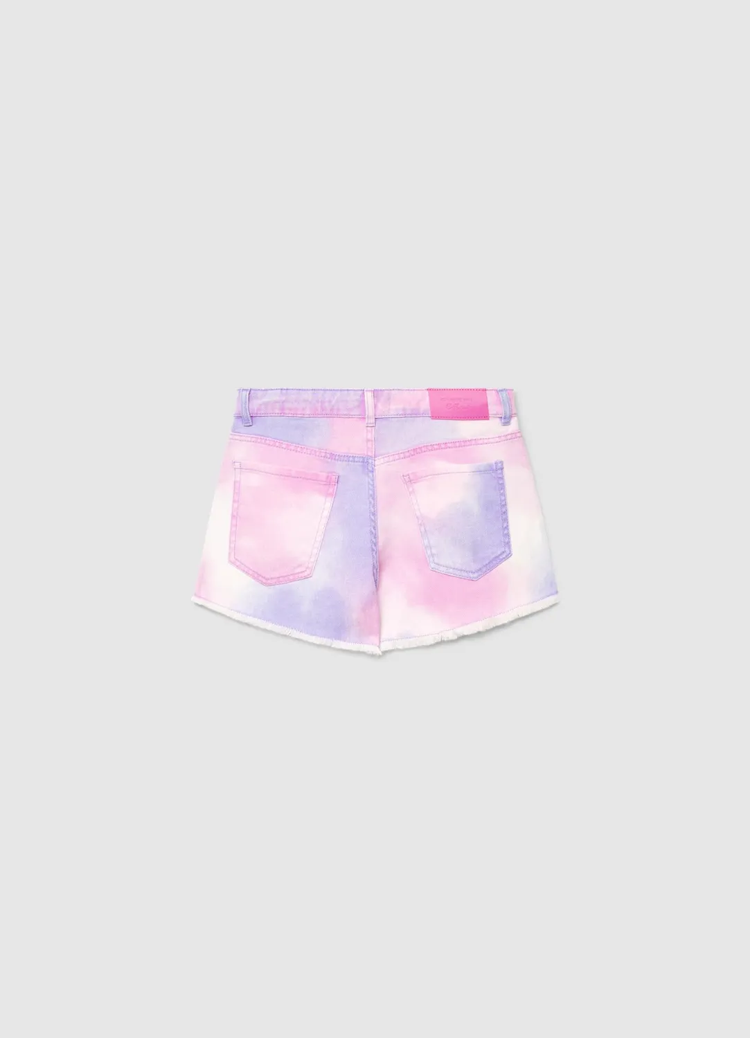 Calliope Mom Fit short fille tie-dye effiloché