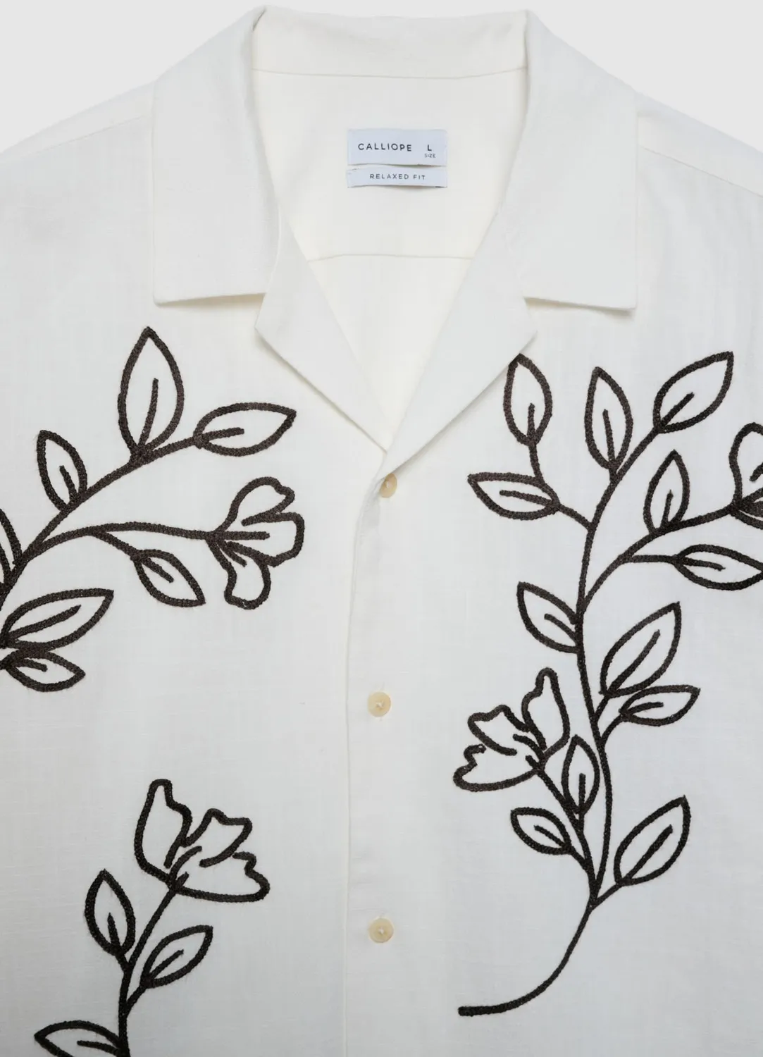Calliope chemise bowling homme broderie florale manches courtes