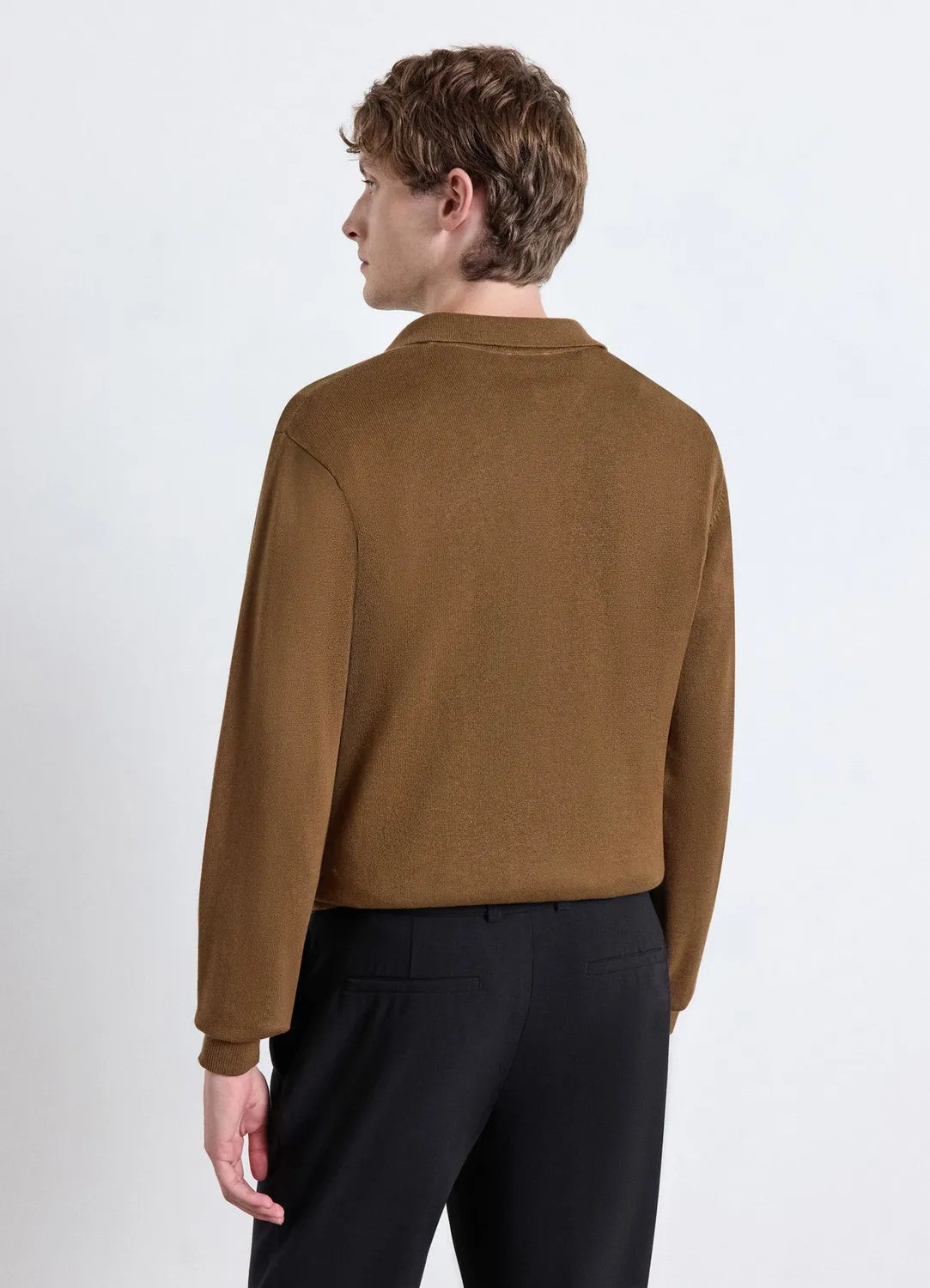 Calliope polo homme col V manches longues uni