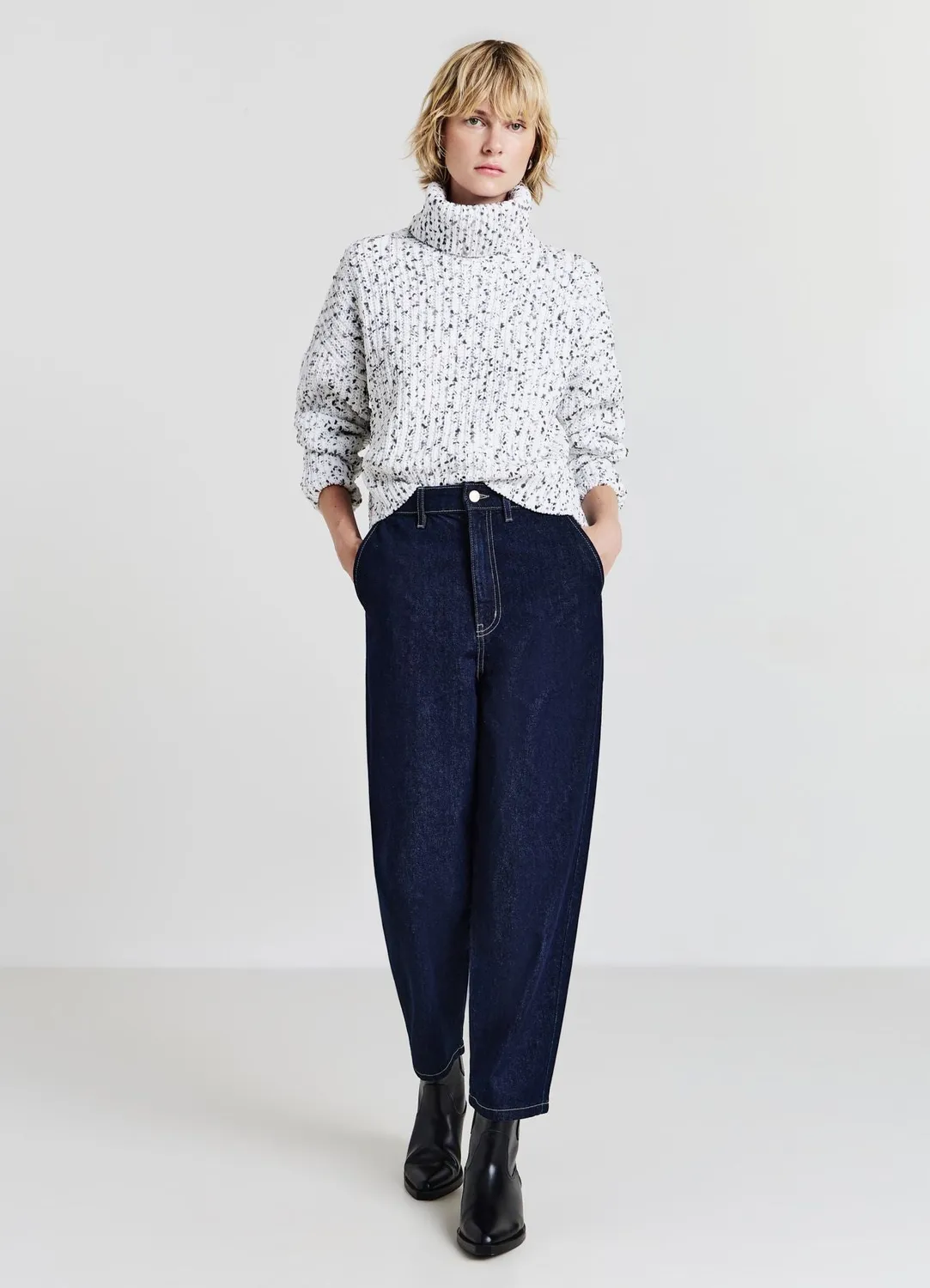 Calliope pull col roulé femme maille fantaisie
