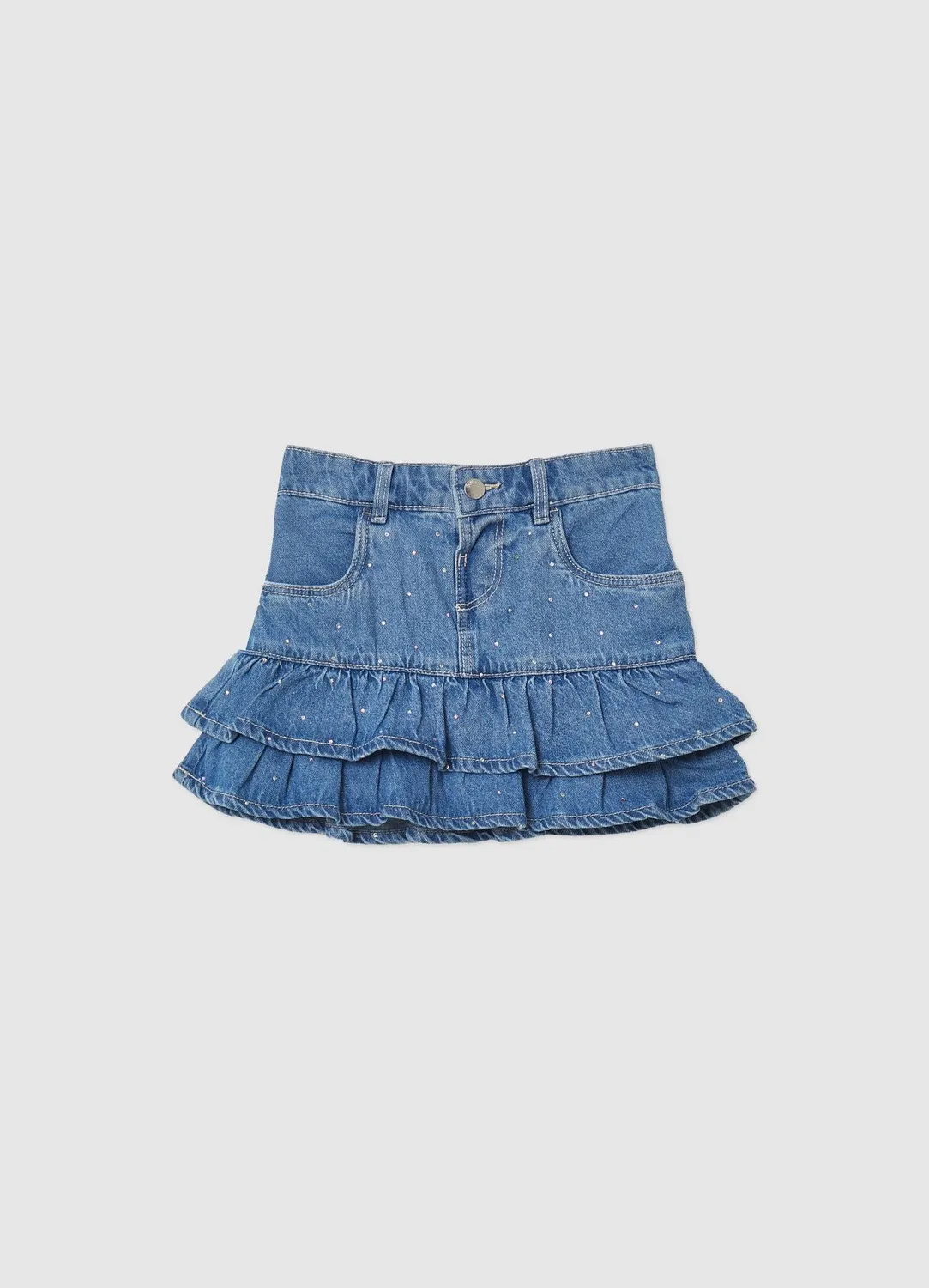 Calliope mini-jupe denim à volants fille 6-7 ans