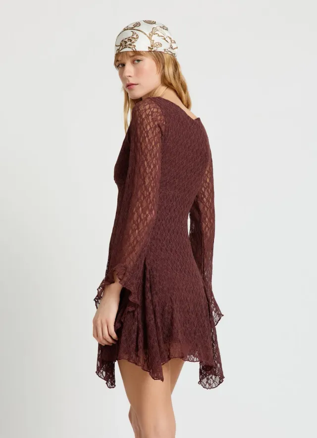 Calliope robe courte dentelle col V fleurs