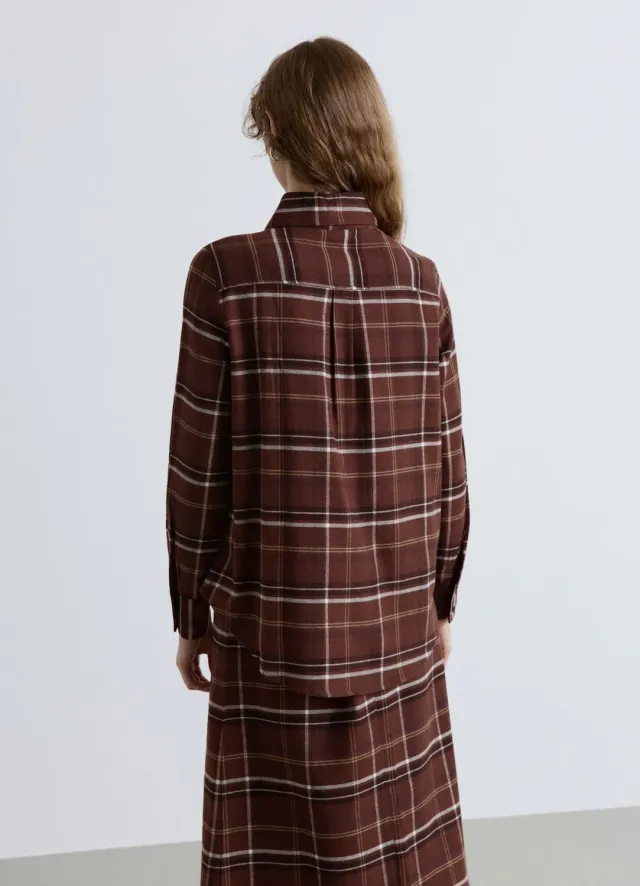 Calliope chemise à carreaux noeud femme manches longues