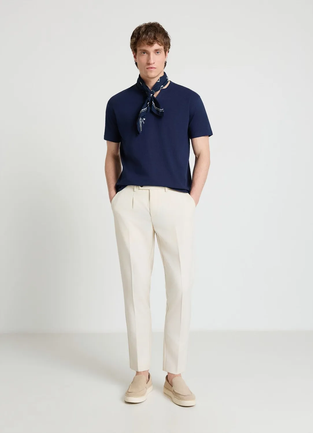 Calliope t-shirt homme col henley uni effet flammé