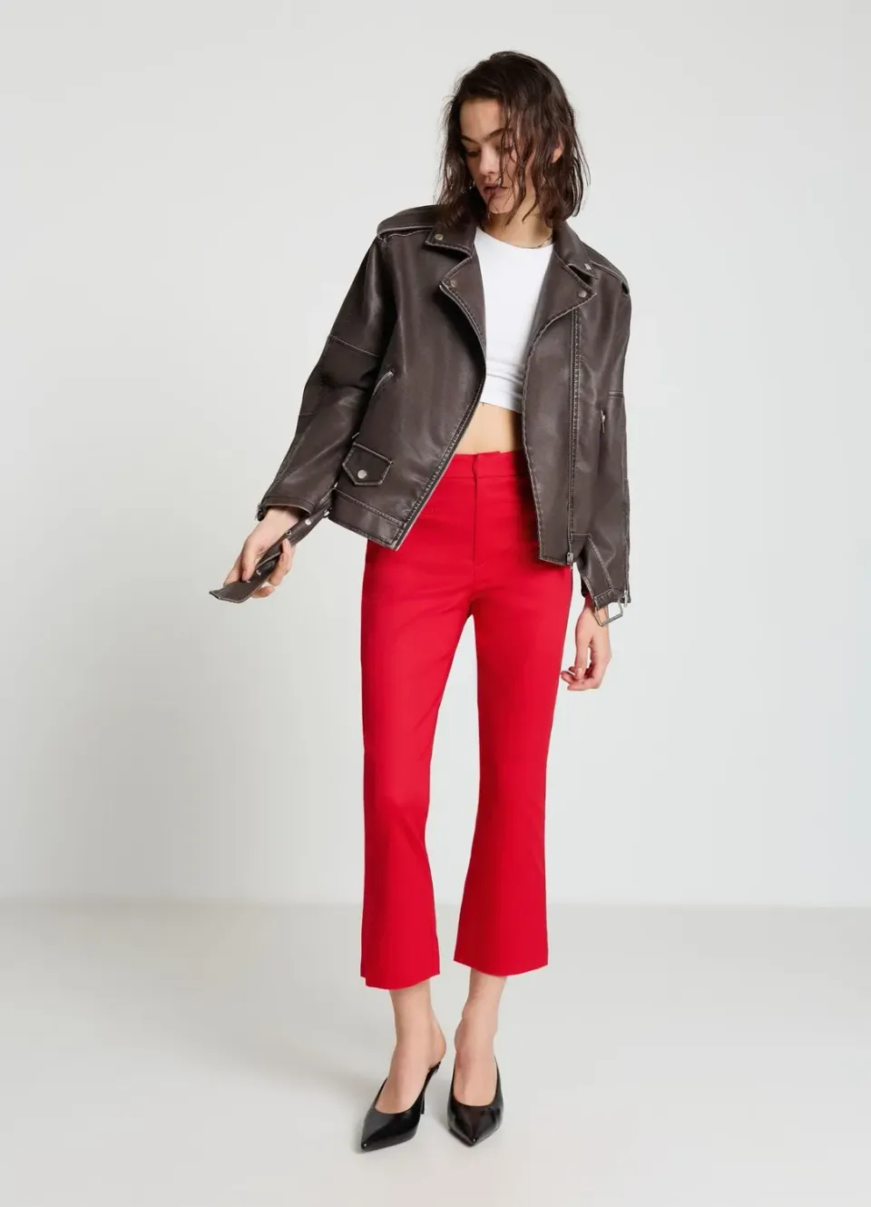 Calliope pantalon cropped flare uni femme coton