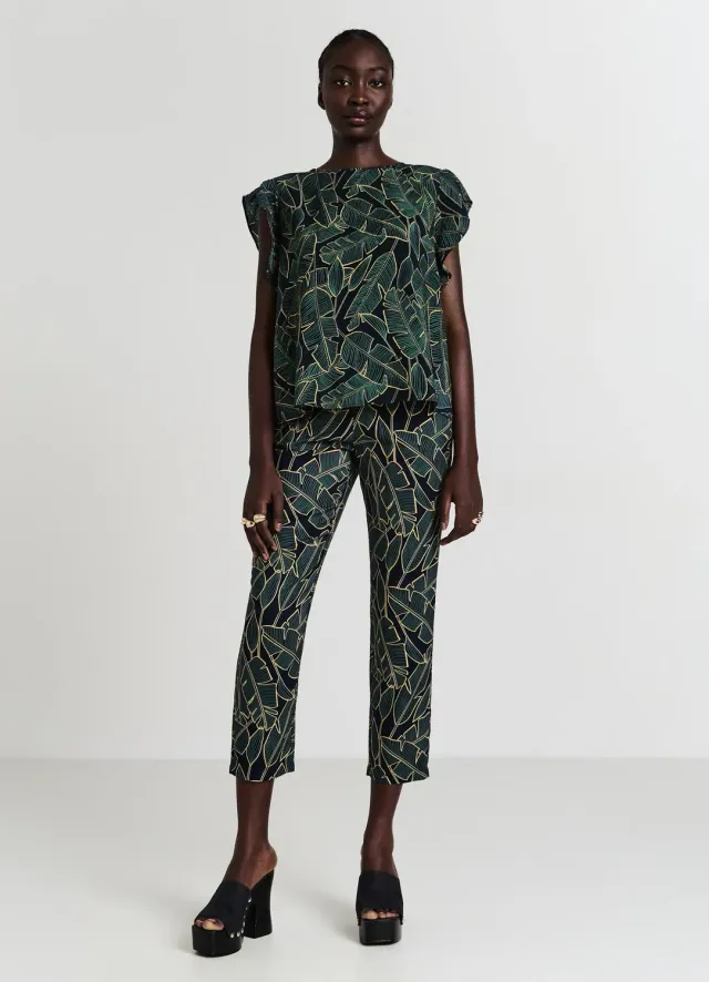 Calliope blouse volants femme motif feuillage