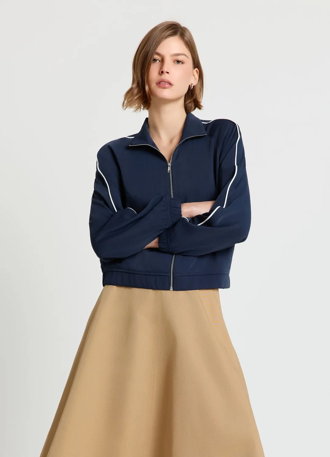 Calliope sweat zippé femme col montant profils contrastés