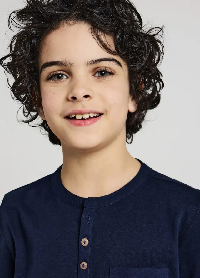 Calliope t-shirt henley garçon coton uni