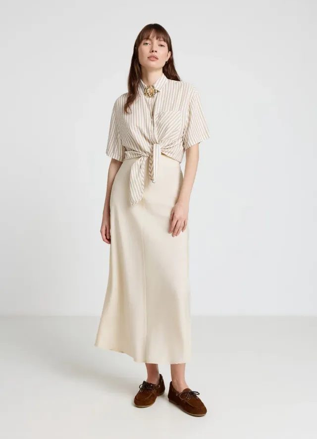 Calliope Chemise rayée femme noeud manches courtes