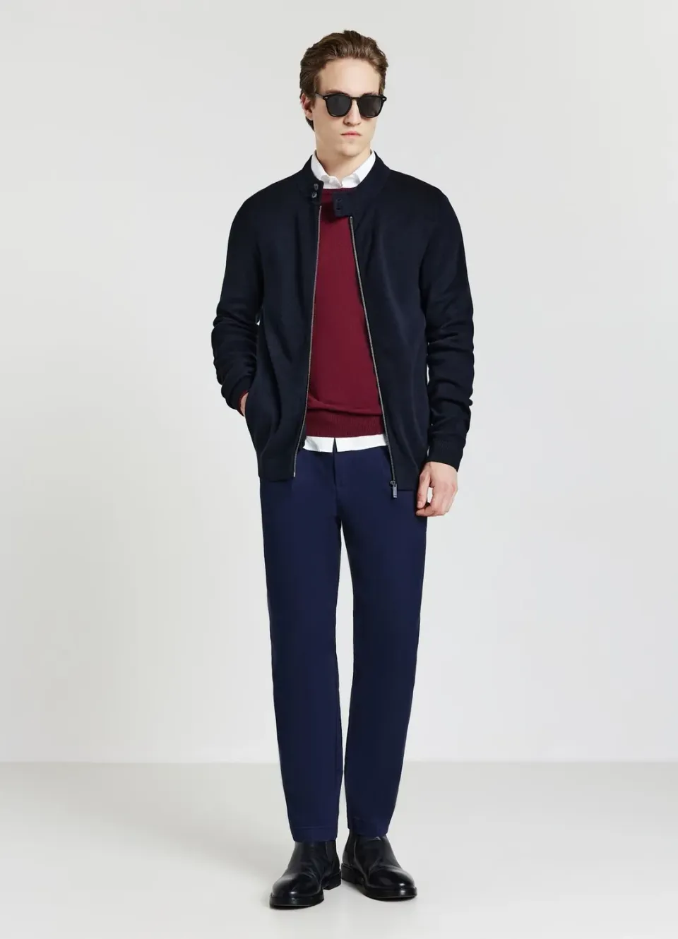 Calliope Cardigan zip homme col montant uni