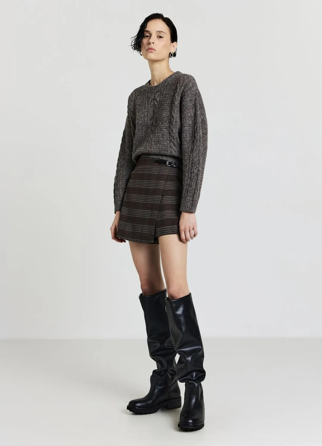 Calliope pull col rond femme maille torsades