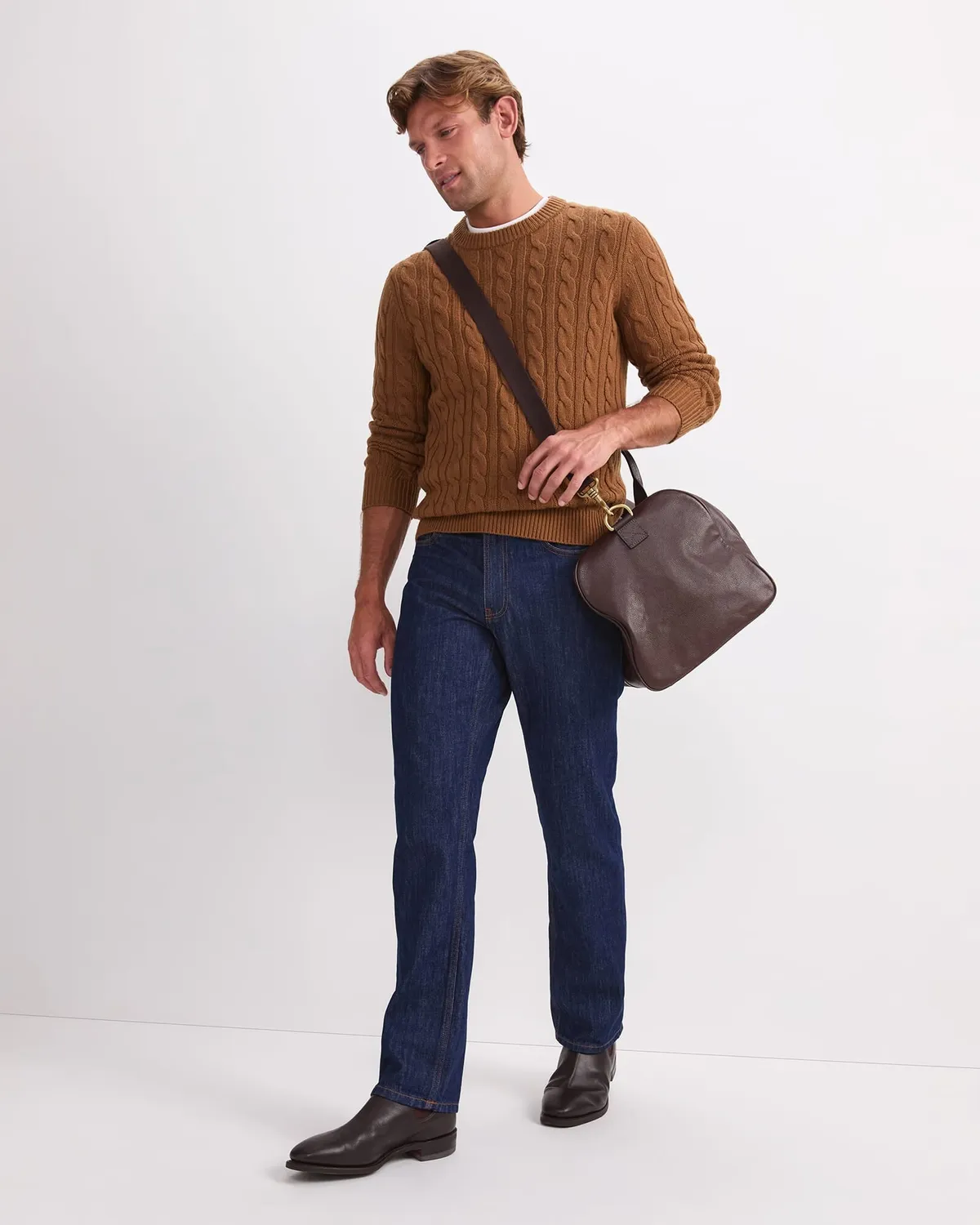 SportsCraft Cable Knit pull col rond laine homme