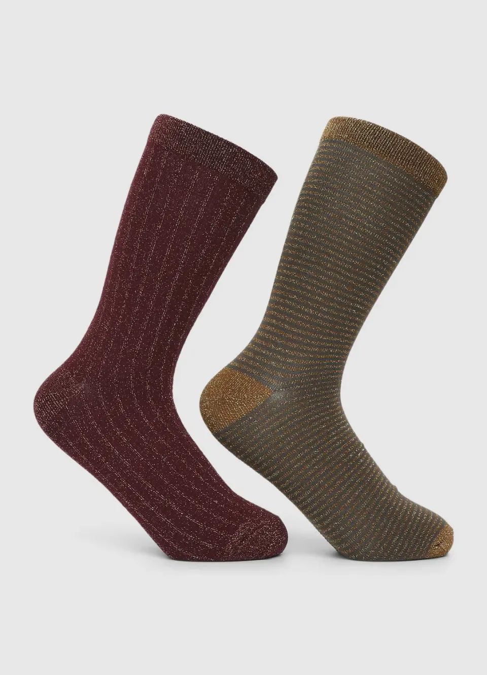 Calliope lot 2 chaussettes femme rayées brillantes