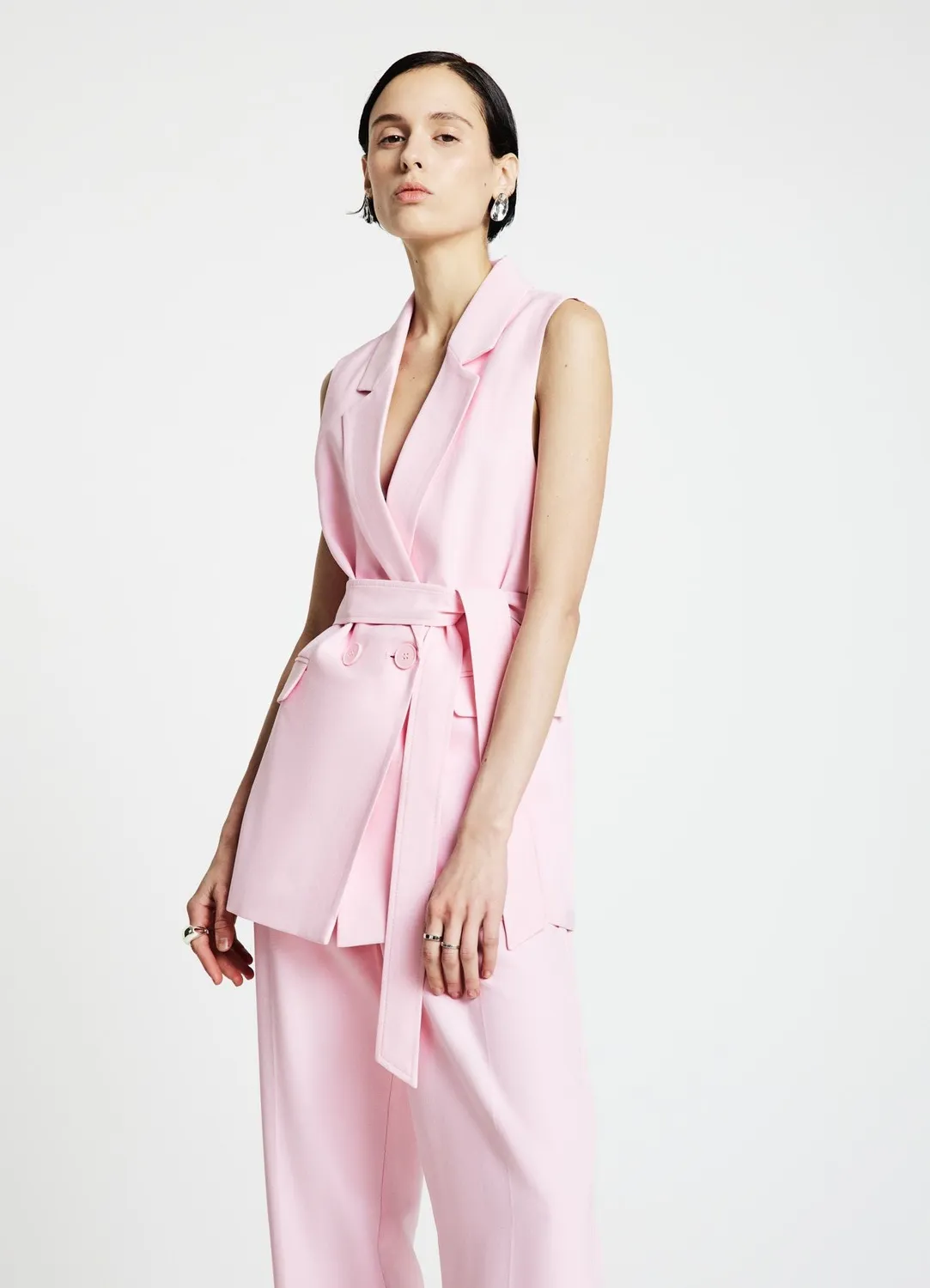 Calliope gilet double boutonnage femme à ceinture