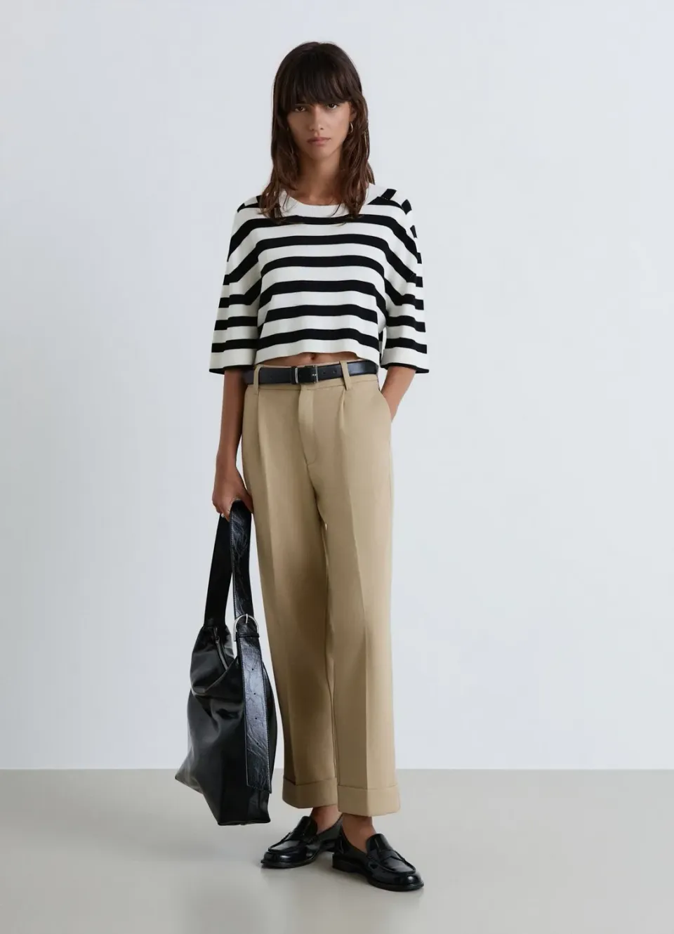 Calliope over crop pull femme rayé manches 3/4