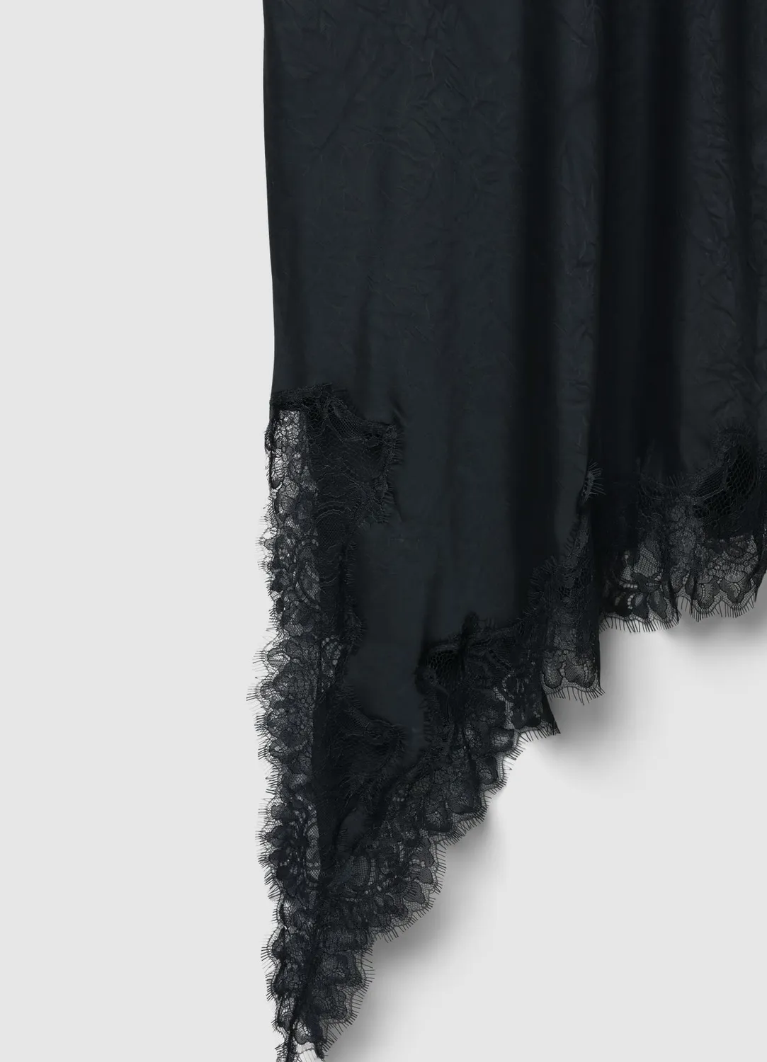 Calliope jupe midi asymétrique satin dentelle
