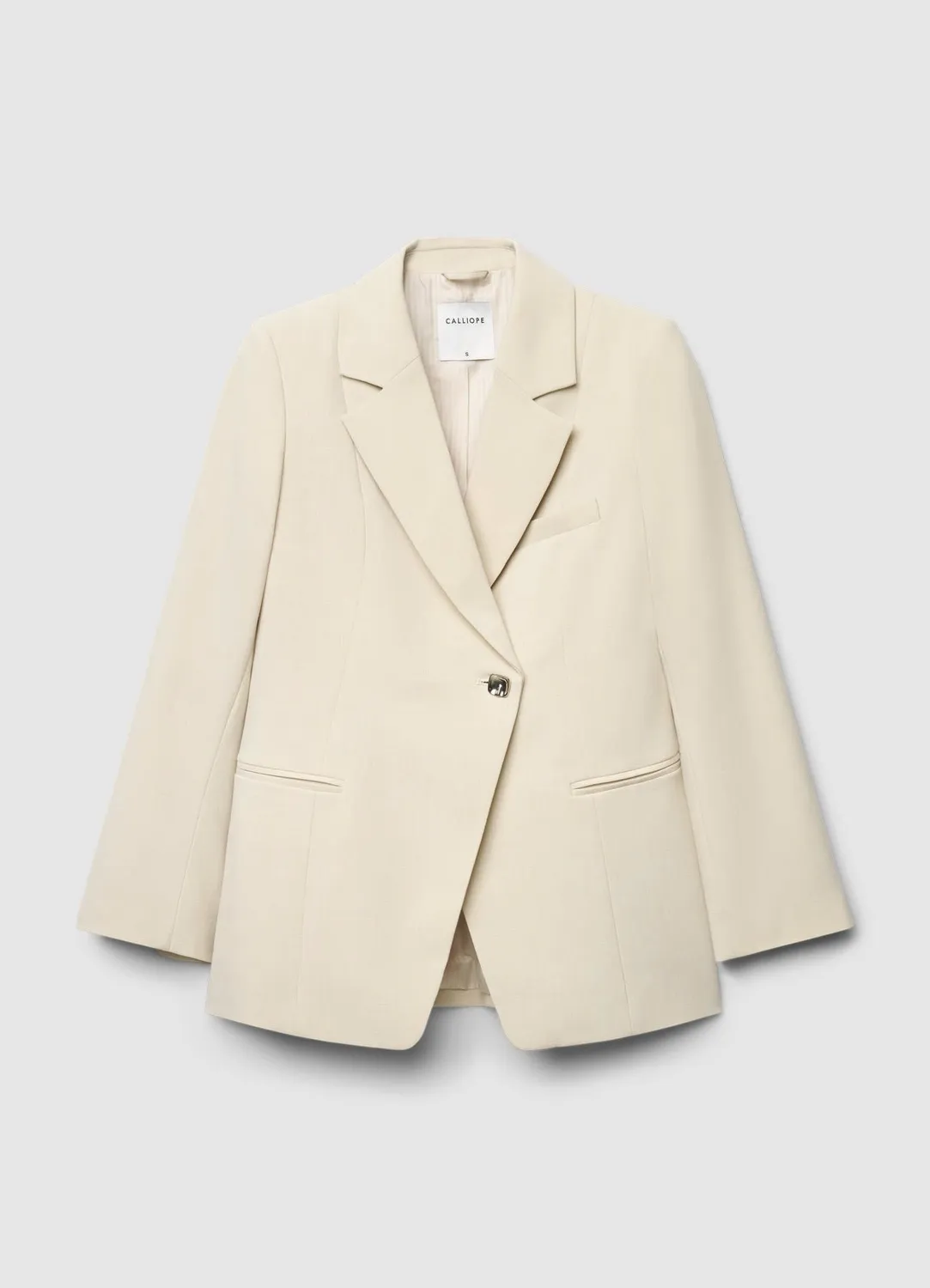 Calliope Giacca monopetto asimmetrica blazer femme bouton bijou