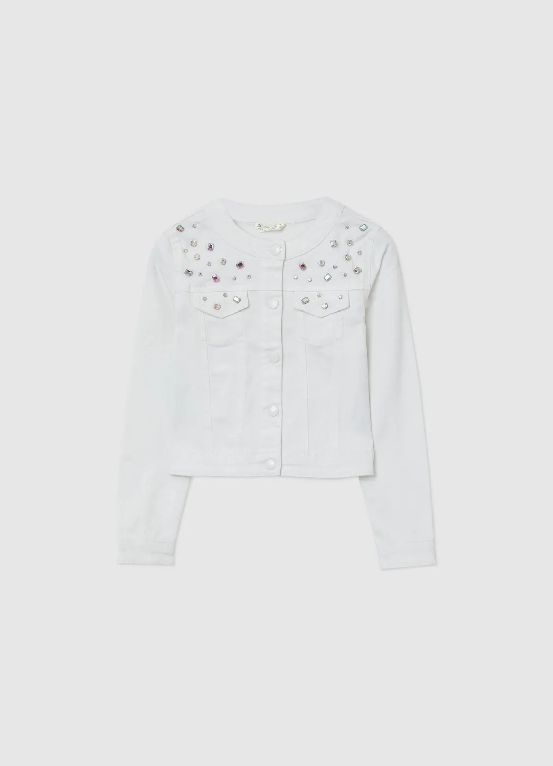 Calliope Veste Fille Coton Col Coréen Appliqués